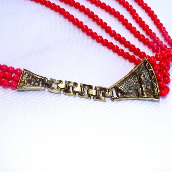 Heidi Daus Necklace & Extender/Bracelet Rhinestone & Faux Coral Bead Multistrand - Picture 7 of 16